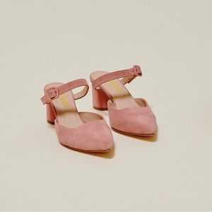 Pink Terracotta Nude Suede Modern Heels by Ma’am